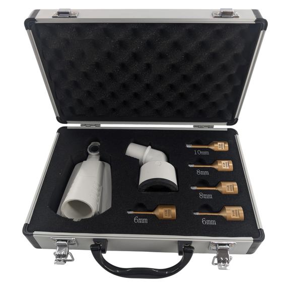 Diamant-Fliesenbohrer Set <br> 6-teilig mit Bohrkronen Ø 6 mm, 8 mm & 10 mm und Staubabsaugung