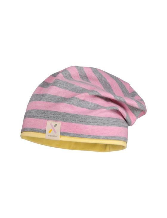 Beanie mit Kontrastbündchen, rosameliert-grau, UV50+
