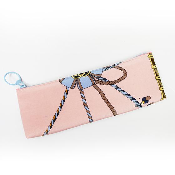 goldmarie Seidentuch-Weste MOINGIORNO - Vintage-Stoff Recycelt - rose-denim-blau - reversible LOVE PEACE MOIN - mit Kosmetiktasche