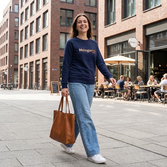 goldmarie Sweatshirt MOINGIORNO dunkelblau-kupfer mit Glanz 