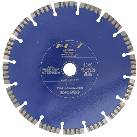 Diamant Trennscheibe <br> Ø 125 - 230 mm <br> Typ Laser Turbo Blue <br> für Stahlbeton