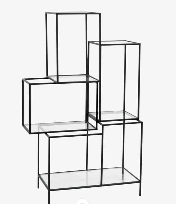 Regal | Metallregal mit Glasböden - schwarz 