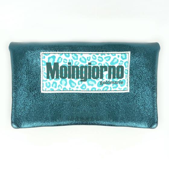 goldmarie Britt-Portemonnaie MOINGIORNO Leo Label - Leder petrol metallic - 15x9cm