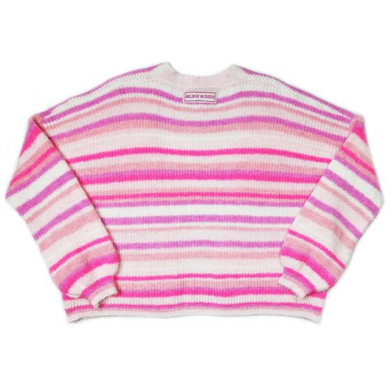 goldmarie Strickjacke I BELIEVE IN DISCO - gestreift - pink-weiß