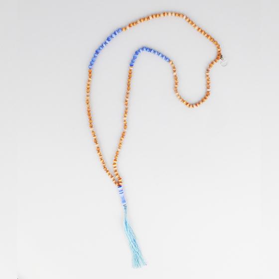 goldmarie Kette SUN BABE mit Fransenbommel natur-creme-ozeanblau 