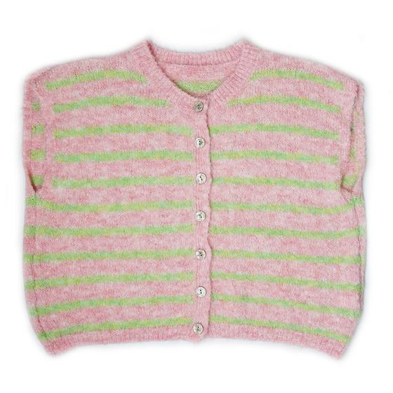 goldmarie Strick Weste MOINGIORNO Leo Label - Streifenmuster - rosa-lemon