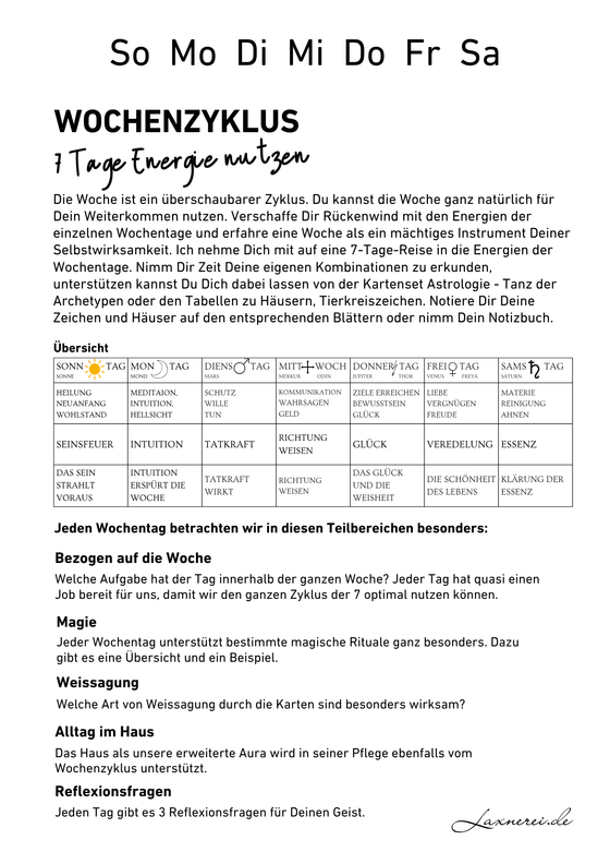 Wochenzyklus - mit dem Flow der Energien (kostenloses PDF)