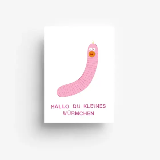 Baby Würmchen Postkarte von jungwiealt
