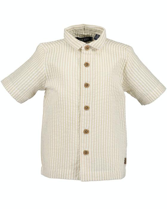 Kurzarm-Hemd, reine Baumwolle, beige