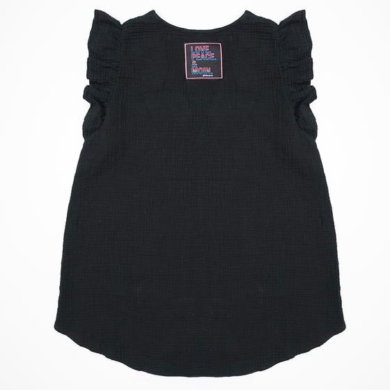 goldmarie Musselini Top LOVE PEACE MOIN Neonschrift Look - schwarz
