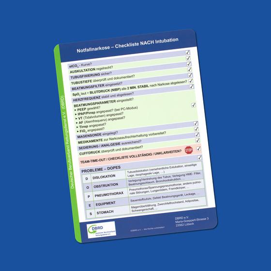 Taschenkarte - Notfallnarkose, beide Seiten
