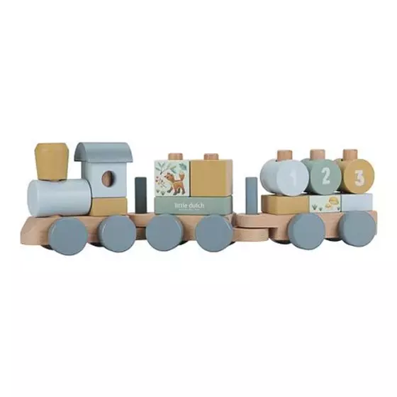 Little Dutch Holzblockzug Forest Friends Blau 