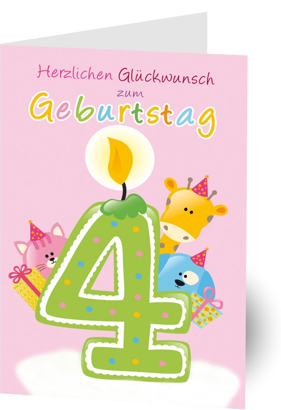 Klappkarte "Herzlichen Glückwunsch zum Geburtstag", 4. Geburtstag