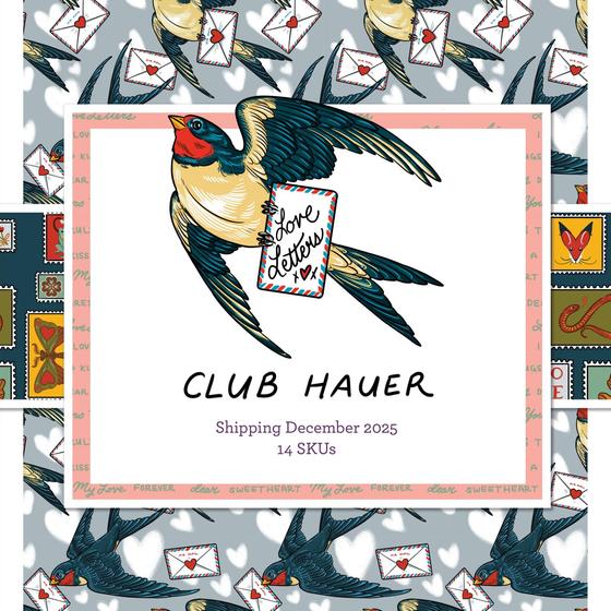 Sweet Nothings Pink Stoff aus der Love Letters Kollektion von Club Hauer – romantischer Baumwollstoff mit liebevollem Design, ideal zum Taschen nähen und Patchwork.