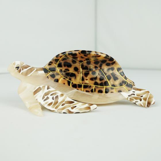 goldmarie Haarklammer SCHILDKRÖTE - braun-beige - 11cm