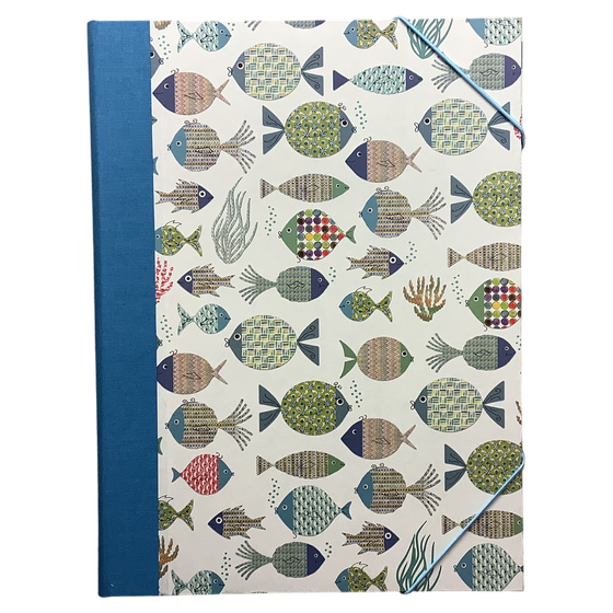 Eckspannmappe - Fische, Italienisches Buntpapier