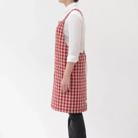 Leinen Schürze Red Gingham