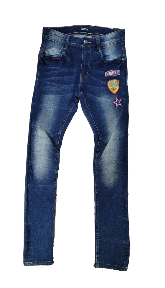 Jeans mit Patches, elastisch, verstellbarer Bund