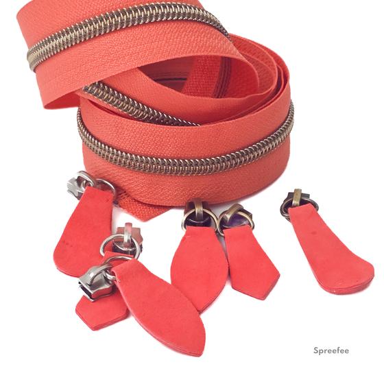 Lederzipper Lederanhänger Reißverschluss Taschen nähen