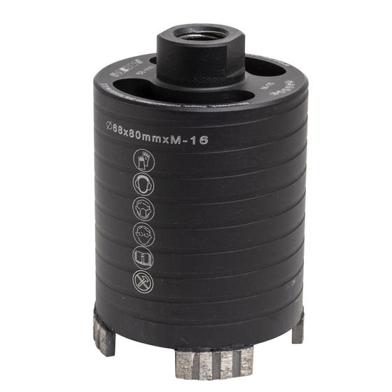 Diamant Dosensenker <br> Typ Laser Black Turbo <br> Ø 68 / 82 mm <br> inklusive Staubabsaugung mit Federzentrierspitze