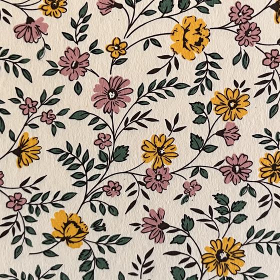 Italienisches Buntpapier, Blumenranken (senfgelb/altrosa)