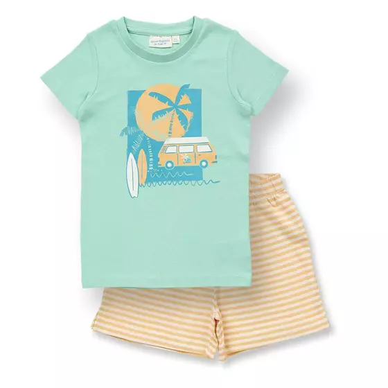 Sense Organics Pyjama Kurz Kafka Camper Mint Green Stripes