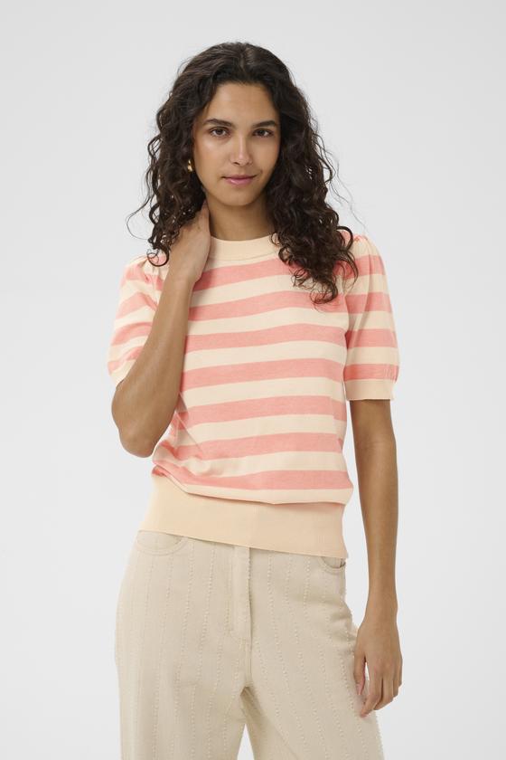 SAINT TROPEZ MilaSZ SS Striped Pullover 30513931 - beige-peach