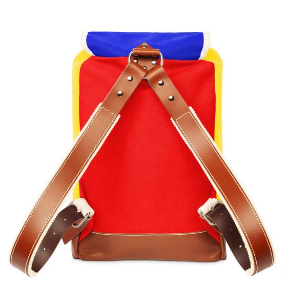 Ykra Matra Blue/Red/Yellow Leather Strap and Bottom Backpack 14L