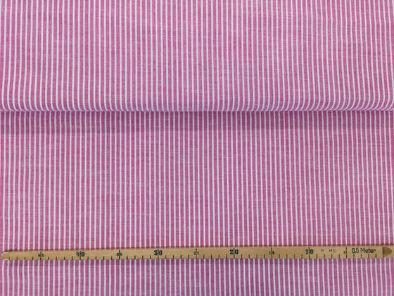 Baumwoll-Leinen Streifen himbeere