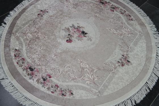 (1)Yikanabilir "DINARSU" HALI Yuvarlak 150 x 150 cm güllü eskitme pembe