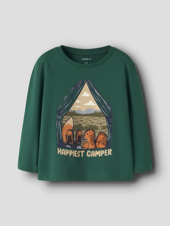 Name It Langarmshirt Happiest Camper Grün