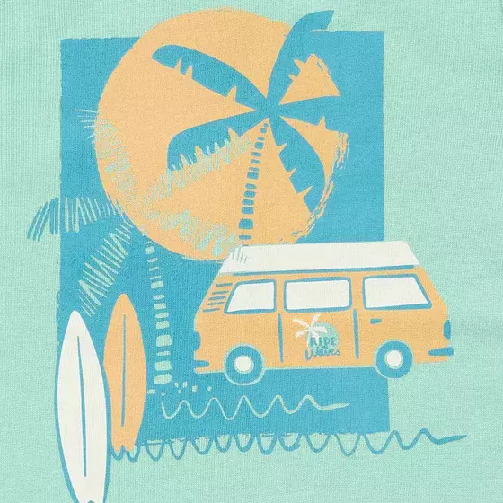 Sense Organics Pyjama Kurz Kafka Camper Mint Green Stripes