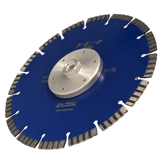 Diamant Trennscheibe mit M14-Aufnahme für Bündigschnitt<br> Ø 230 mm Typ Laser Turbo Blue <br> für leicht amierten Stahlbeton