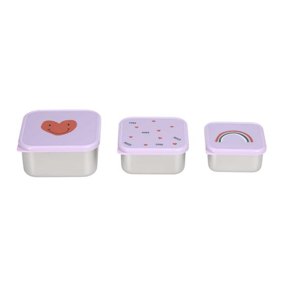 Lässig Snackbox Edelstahl 3er Set Happy Rascals Herz