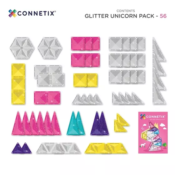 Connetix Magnetbausteine Glitter Unicorn Pack 56 Teile 