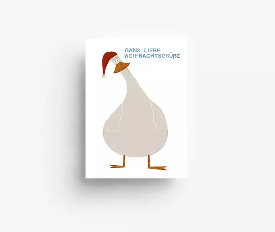 Gans liebe Weihnachten Postkarte von jungwiealt