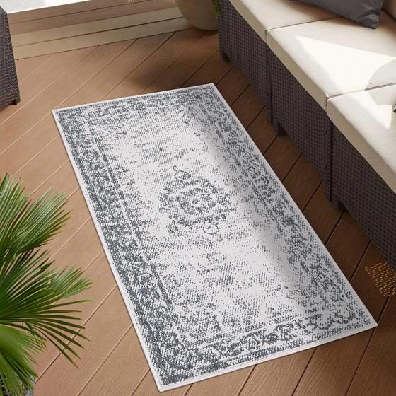 DUO Rug wendbarer Teppich silber grau