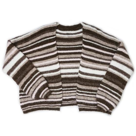goldmarie Strickjacke LOVE PEACE MOIN - gestreift - braun-weiß