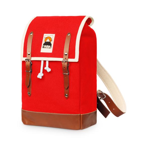 Ykra Matra Orange Leather Strap and Bottom Backpack 14L