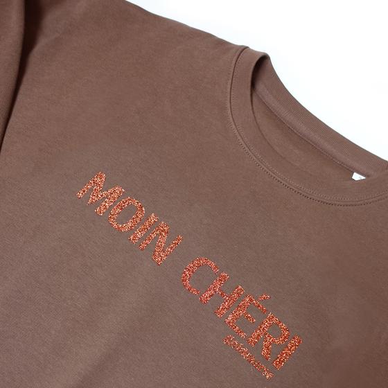 goldmarie Sweatshirt MOIN CHERI - braun-kupfer mit Glitzer 