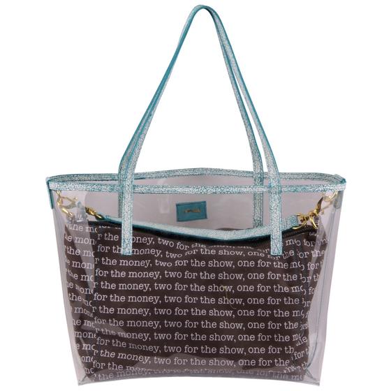 goldmarie Shopper Tasche MONEY BABE Transparent türkis-weiß-grau