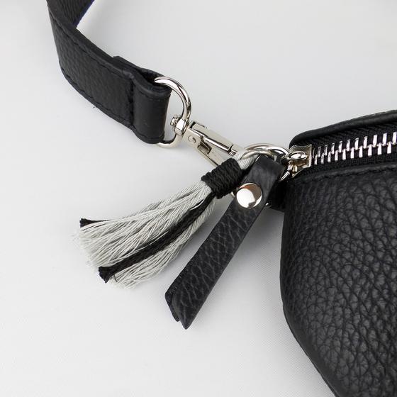 goldmarie Gürteltasche HIPBAG LOVE PEACE MOIN Leder schwarz-grau