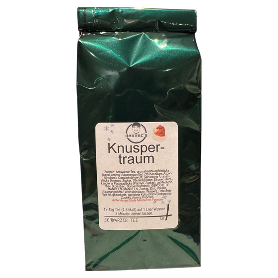 Schwarztee Knuspertraum, 100g Tüte