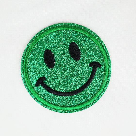 goldmarie Sticker SMILE selbstklebend grün mit Glitzer