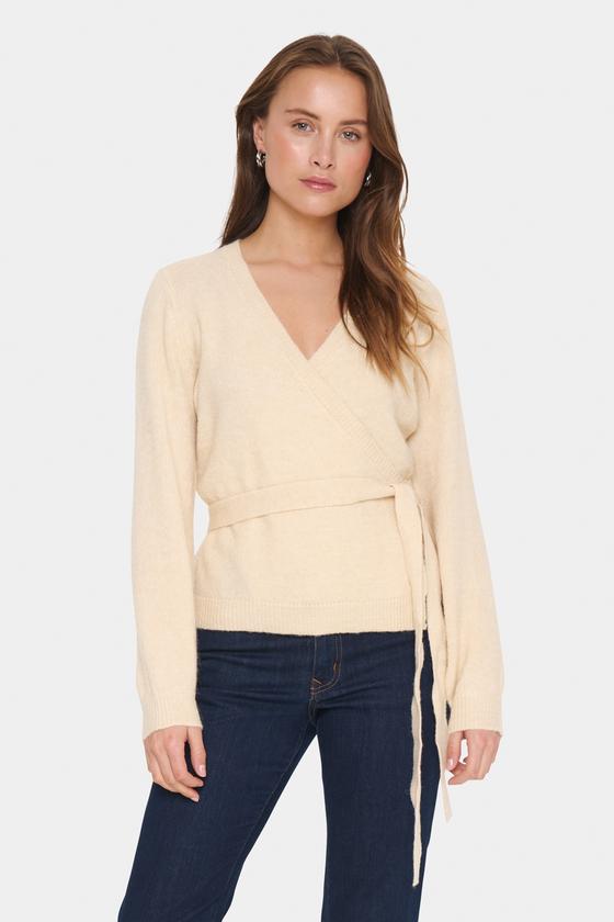 SAINT TROPEZ LarnaSZ Wrap Cardigan 30514147 - creme