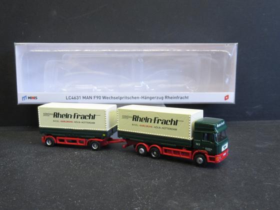 Lemke Minis LC 4631 MAN F90 Wechselpritsche Hängerzug Rheinfracht Spur N OVP