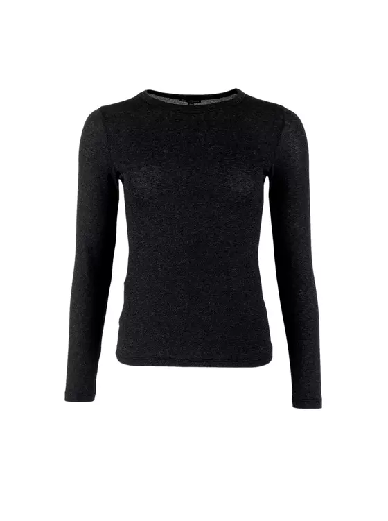 BLACK COLOUR Longsleeve BCFAYE  3739-BB - schwarz mit Glitzerfäden
