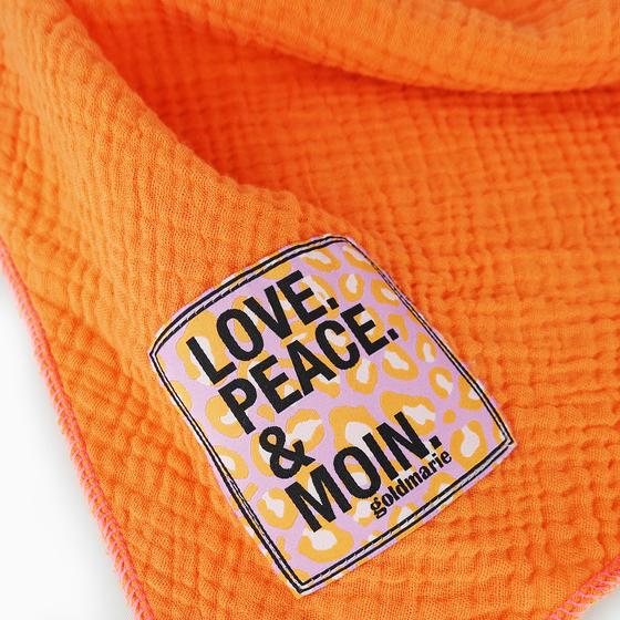 goldmarie Tuch LOVE PEACE MOIN - zweifarbig - Baumwolle - creme-orange 