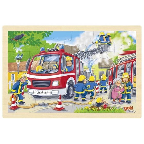 Goki Holzpuzzle Feuerwehreinsatz 24 Teile