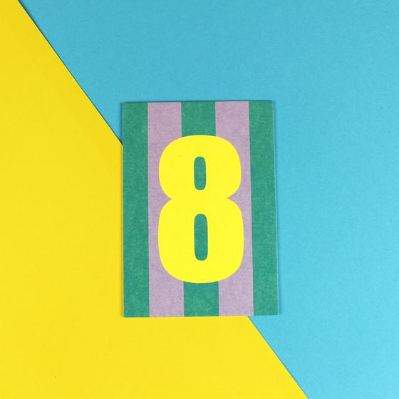 ava&yves Postkarte - Zahl 8 Flieder Mint